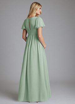 Azazie Verna Maternity Bridesmaid Dresses A-Line V-Neck Ruched Chiffon Floor-Length Dress image2