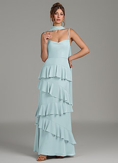 Azazie Imani Bridesmaid Dresses Mist A-Line Ruched Chiffon Dress image7
