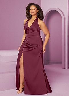 Barbie ♥ Azazie Abiti da Damigella Abito Sirena in Raso Elasticizzato Plissettato Gelso image10