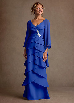 Azazie Arabinda 신부의 어머니 드레스 쉬스 셔링 쉬폰 플로어 길이 드레스 image4