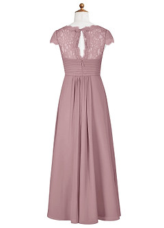 Azazie Veda A-Line Lace Chiffon Floor-Length Junior Bridesmaid Dress image8