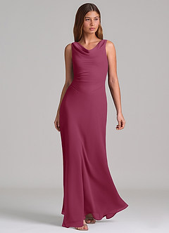 Azazie Nerine Brudtärnklänningar Klä av A-Linje i Chiffong Plisserad Mullbär image1