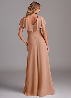 Azazie Lainey Bridesmaid Dresses Champagne Rose A-Line with Pockets Chiffon Dress image7