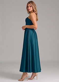 Azazie Lucienne Suknie dla druhen Linia A Pofałdowany Satyna elastyczna Długość kostki Sukienka image3