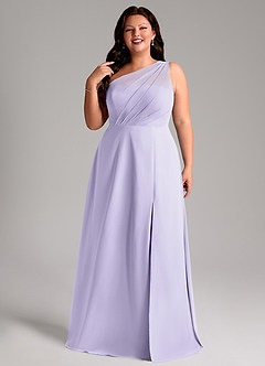 Azazie Phaedra Bridesmaid Dresses Lilac A-Line One Shoulder Chiffon Dress image11
