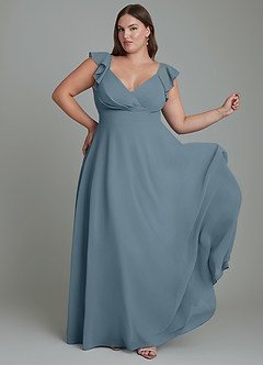 Azazie Leilani Bridesmaid Dresses Twilight A-Line Pleated Chiffon Dress image4