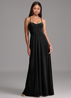 Azazie Mei Robes de demoiselle d'honneur Robe Trapèze en velours Corset Noir image6
