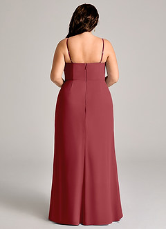 Azazie Maci Bridesmaid Dresses Pomegranate Sheath Pleated Chiffon Dress image9