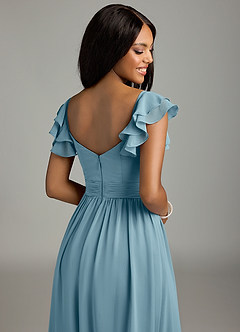 Azazie Anaya Bridesmaid Dresses Moody Blue A-Line Pleated Chiffon Dress image2