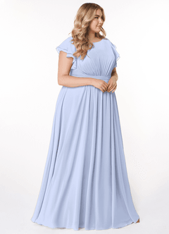 Azazie Daphne Modest Bridesmaid Dresses A-Line Ruffled Chiffon Floor-Length Dress image9