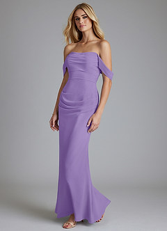 Azazie Luiza Bridesmaid Dresses Tahiti Mermaid Off the Shoulder Chiffon Dress image1