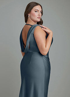 Azazie Kieryn Bridesmaid Dresses Twilight Mermaid Pleated Stretch Satin Dress image13