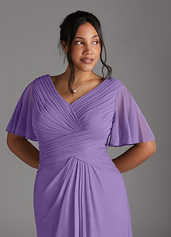 Azazie Emmeline Mother of the Bride Dresses Tahiti A-Line V-Neck Pleated Mesh Dress image10