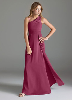 Azazie Dallas Junior Linia A Pofałdowany Szyfon Długość podłogi Młodsza druhna Sukienka image3