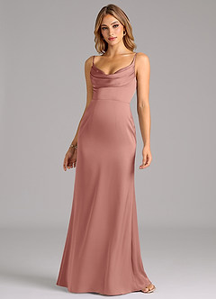 Azazie Aimee Robes de demoiselle d'honneur Robe Trapèze en Satin extensible Encolure en Forme de Cœur Rosette image4