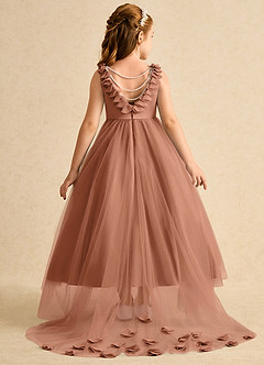 Azazie Lorita Robe Demoiselle D'honneur Fillette Robe Trapèze en Tulle Perlé Bronze image1