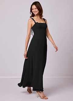 Barbie ♥ Azazie Bridesmaid Dresses Black A-Line Pleated Chiffon Dress image1