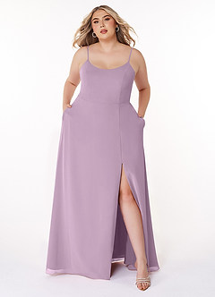 Azazie Moira Bridesmaid Dresses Wisteria A-Line Scoop Chiffon Dress image8