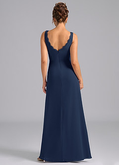 Azazie Bernice Bridesmaid Dresses Dark Navy A-Line Pleated Chiffon Dress image2