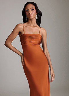 Azazie Saylor Brudtärnklänningar Klä av Sjöjungfru i Stretch Satin Axelbandslös Kanel image3