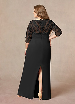 Azazie Joan Mother of the Bride Dresses Black Sheath V-Neck Lace Chiffon Dress image7