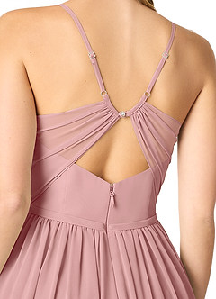 Azazie Cora Robes de demoiselle d'honneur Robe Trapèze en Mousseline de soie Plissée Rose Poussiéreuse image3