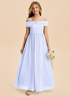 Azazie Coran Junior Jurk van Chiffon met A-Lijn Off the Shoulder Lavendel image3