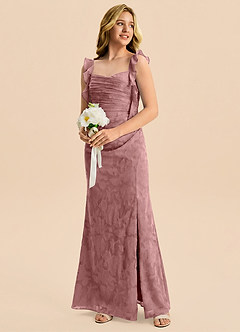 Azazie Jessamine Junior Dusty Rose Mermaid Sweetheart Neckline Floral Burnout Dress image4