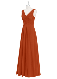 Azazie Flora Bridesmaid Dresses Burnt Orange A-Line Pleated Chiffon Dress image9