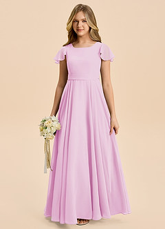 Azazie Cady Junior Candy Pink A-Line Pleated Chiffon Dress image1