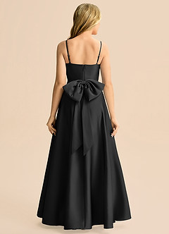 Azazie Rumi Junior A-Line Plisseret Stræk satin Gulv-længde Junior brudepige Kjole image2