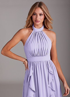 Azazie Avary Bridesmaid Dresses Lilac A-Line Pleated Chiffon Dress image6
