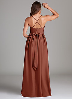 Azazie Llana Maternity Bridesmaid Dresses A-Line Stretch Satin Floor-Length Dress with Pockets image2