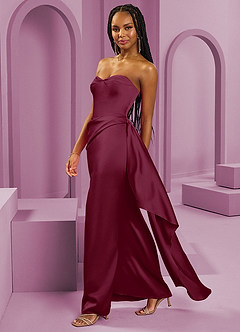 Barbie ♥ Azazie Vestidos de damas de honor Vestido de Mora de Satén Elástico de Corte Recto Convertible con Sin tirantes image6