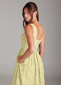 Azazie Alissa Bridesmaid Dresses Lemon Sorbet A-Line with Pockets Floral Burnout Dress image2