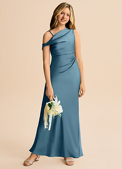 Azazie Emerson Junior Bermuda Sheath Off the Shoulder Stretch Satin Dress image5