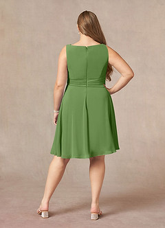 Azazie Shirley Mother of the Bride Dresses Basil A-Line Scoop Pleated Chiffon Dress image12