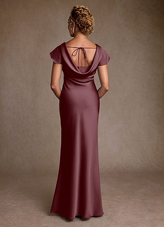 Azazie Shelby Mother of the Bride Dresses Sangria Mermaid Pleated Stretch Satin Dress image2