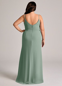 Azazie Deandra Bridesmaid Dresses Silver Sage Mermaid Pleated Chiffon Dress image8