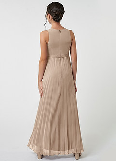 Azazie Lindie Junior Taupe A-Line Pleated Chiffon Dress image2