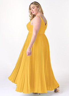 Azazie Raychelle Bridesmaid Dresses Marigold A-Line V-Neck Chiffon Dress image10