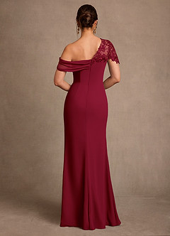 Azazie Sally Mère de la mariée Robes Robe Fourreau en Mousseline de soie Dentelle Bourgogne image3