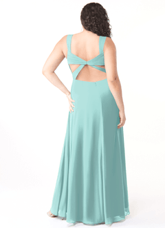Azazie Nahrin Abiti da Damigella Abito A-Line in Chiffon con Scollo a V a Pieghe Acqua image8