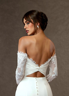 Azazie Onyx Wedding Dresses Diamond White Mermaid Sequins Crepe Back Satin Dress image12