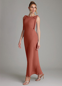 Azazie Luddie Bridesmaid Dresses Auburn Mermaid Bow Chiffon Dress image1