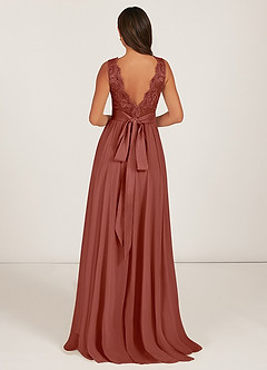 Azazie Gertrude Abiti da Damigella Abito A-Line in Chiffon Pizzo Auburn image3