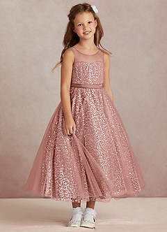Azazie Siwa Flower Girl Dresses Rosette A-Line Beaded Tulle Dress image2