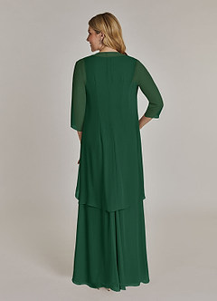 Azazie Manuella vestidos de madre de la novia Vestido de Verde Oscuro de Gasa de Corte En A con Cuello en V plisado image2