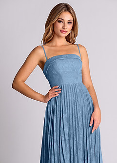 Azazie Mariana Bridesmaid Dresses Steel Blue A-Line Strapless Floral Burnout Convertible Dress image2