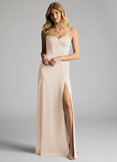 Azazie Natalie Final Sale Steel Blue A-Line Sweetheart Neckline Stretch Satin Dress image1